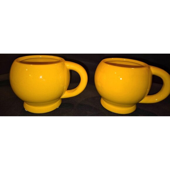 Set Of 2 Vintage Yellow Smiley Face Ceramic Coffee Mugs - Picture 3 of 7